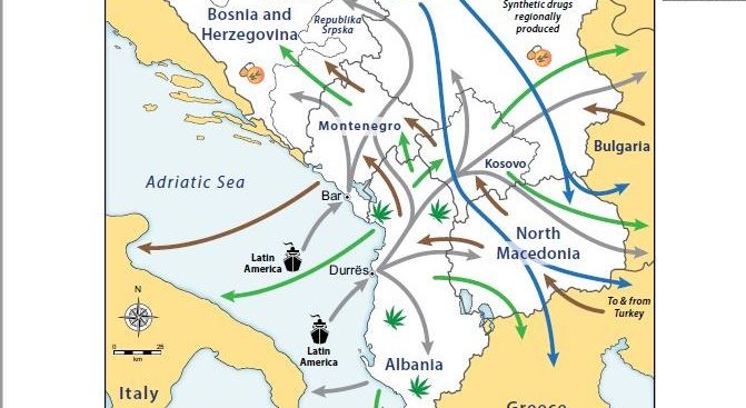 Harta e trafikut të drogave, “njolloset” sërish Shqipëria