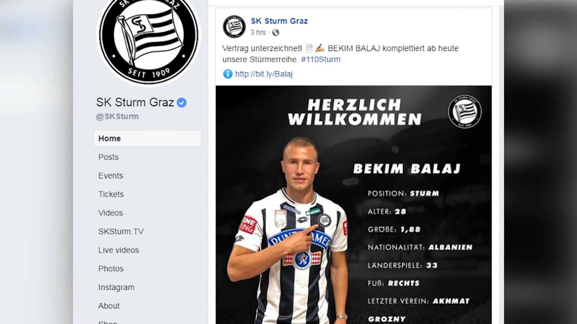 Bekim Balaj kalon tek skuadra e Sturn Graz në Austri