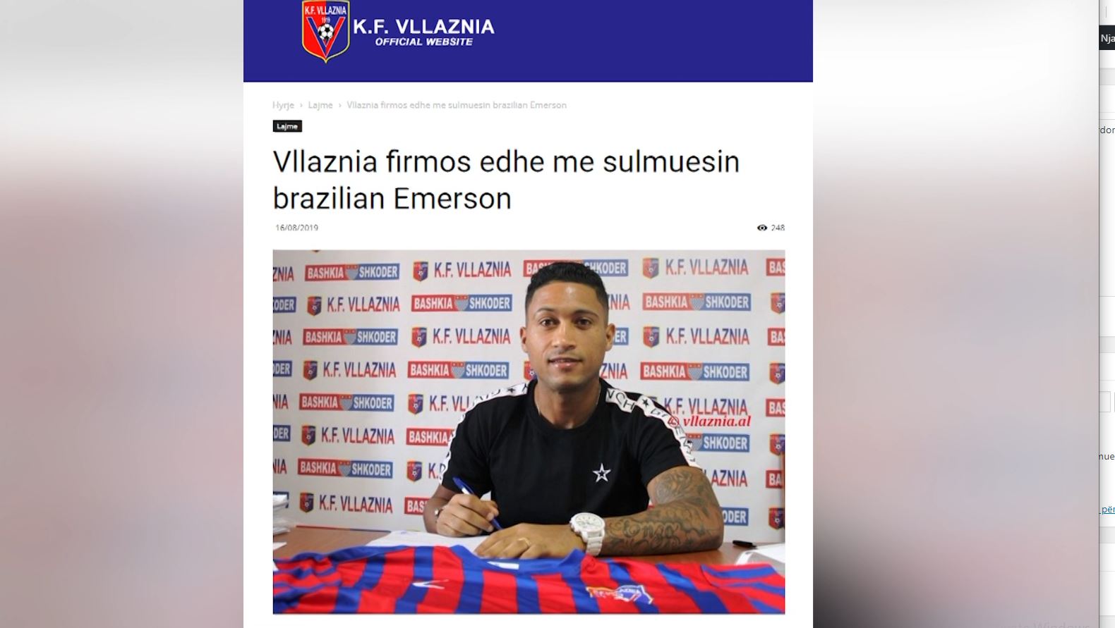 Vllaznia blen sulmuesin brazilian Dos Santos