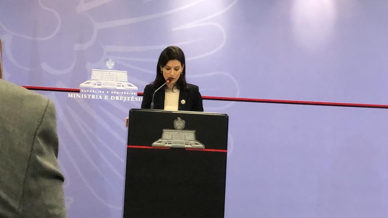 Minister of Justice of Albania Etilda Gjonaj awaits the Italian Antimafia prosecutor