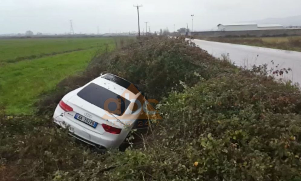 “Audi” luksoz përfundon në kanal, plagoset shoferi