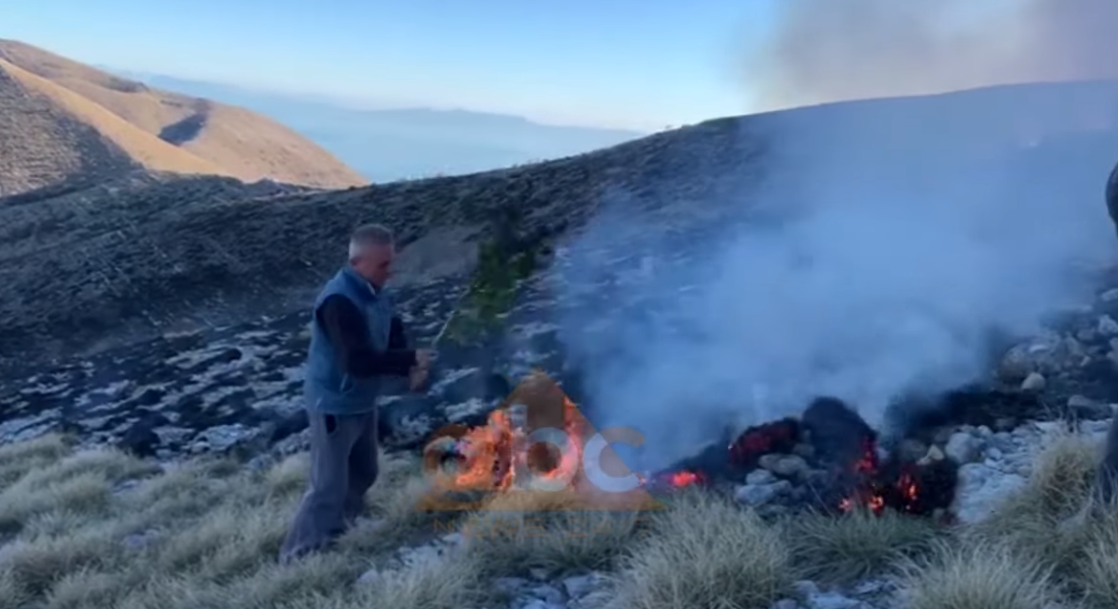 Video-Lajm/ Shihni si e shuajnë zjarrin në Karaburun