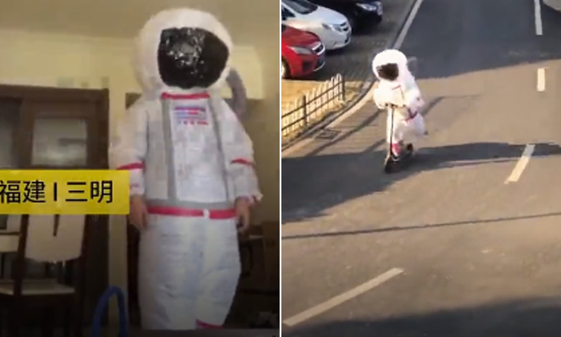 Kinezi vishet si astronaut për tu mbrojtur nga koronavirusi