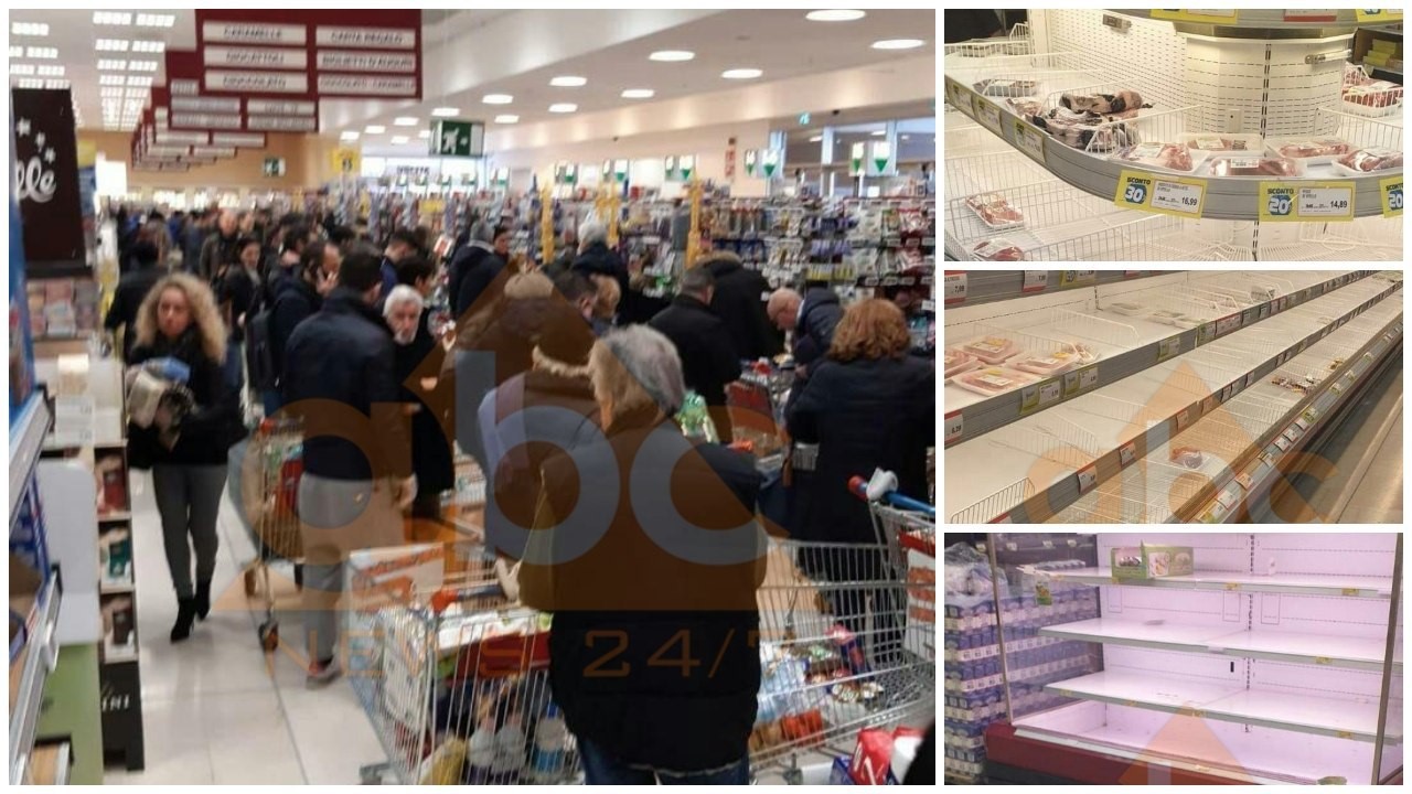 FOTO / Italia në panik, boshatisen supermarketet në 5 zonat e prekura