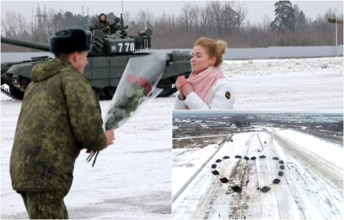 Propozim i pazakontë për martesë, ushtari përdor tanket për të propozuar të dashurën