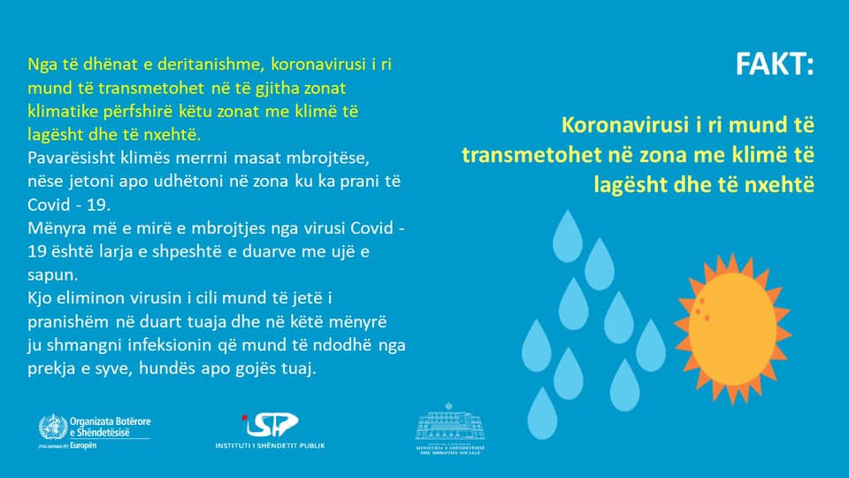 Koronavirusi mund të transmetohet në të gjitha zonat klimaterike? ISHP publikon videon: Si ndikon rritja e temperaturave