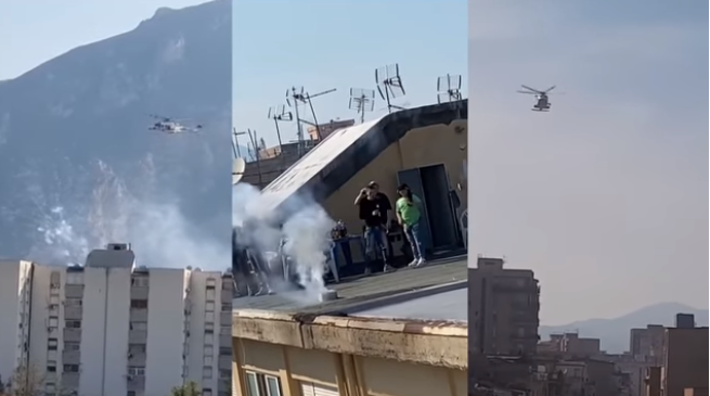 Festuan Pashkët në tarracën e pallatit në kohë koronavirusi, banorët “sulmojnë” helikopterin që i ndërpreu