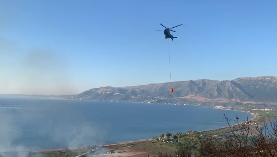 Zjarr i madh në Pashaliman, nis operacioni me helikopterë nga ajri