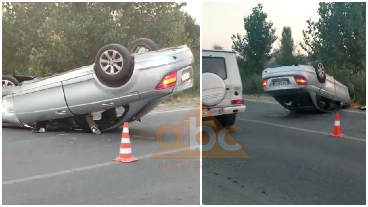 VIDEO/Makina përmbyset në rrugë, shpëton për mrekulli familja