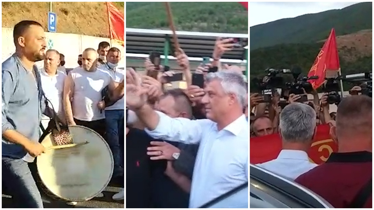 VIDEO/ Thaçi pritet si hero pas kthimit nga Haga, qindra qytetarë me flamuj dhe valle