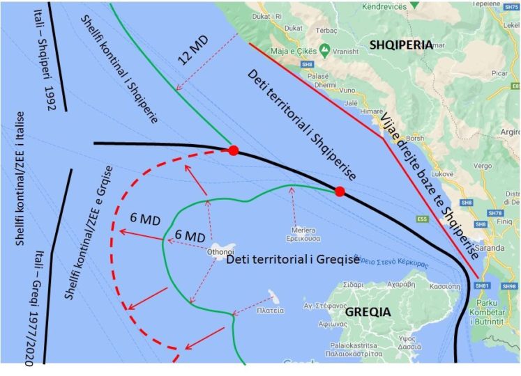 Kufiri detar, pse Greqia nuk mund të shtrihet përtej vijës delimituese të dy shteteve tona