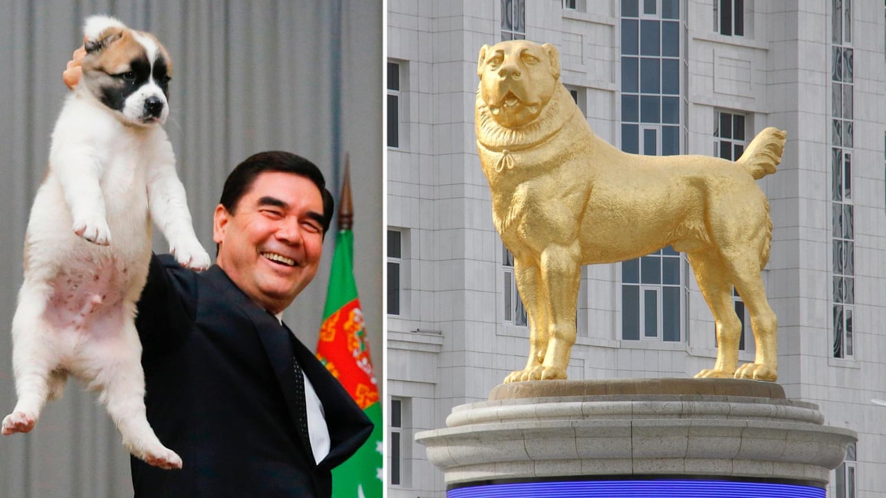 Presidenti i Turkmenistanit nderon qenin e tij me statujën gjigande prej floriri