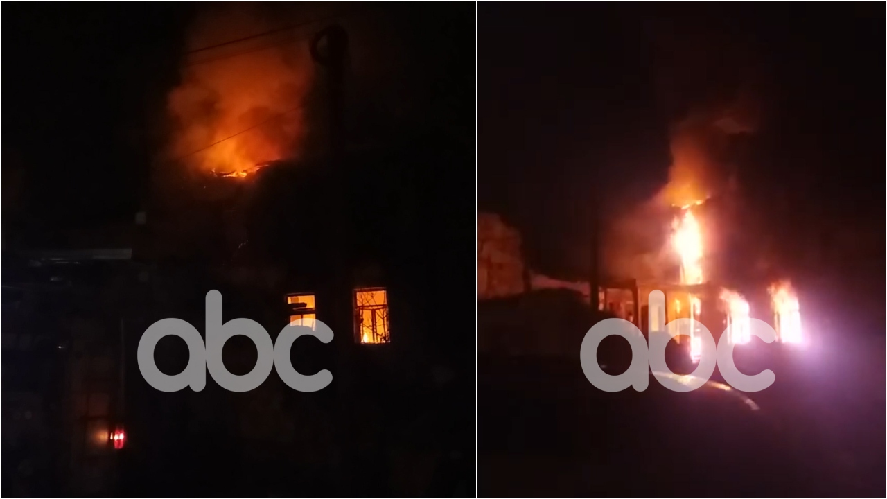 VIDEO/ Flakë të mëdha mbrapa Katedrales së Korçës, shkrumbohet një banesë