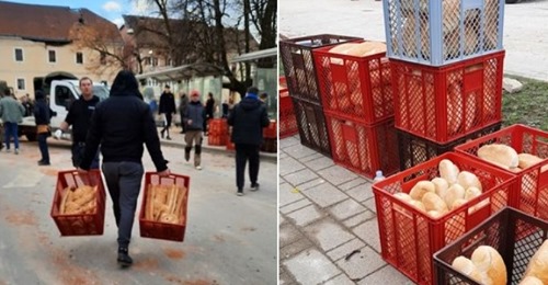 FOTO/ Tërmeti në Kroaci, shqiptari nga Hasi shpërndan bukë falas për të prekurit