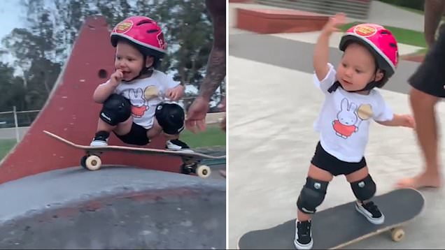 Akoma nuk mund të ecë, por kjo 1-vjeçare di të bëjë “skateboard”