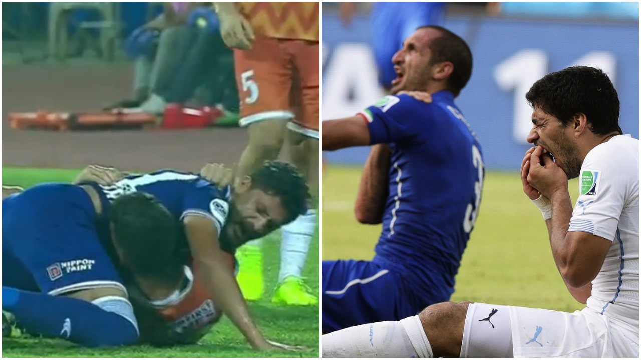 VIDEO/ Ju kujtohet incidenti Suarez-Chiellini? E përsërisin në Indi