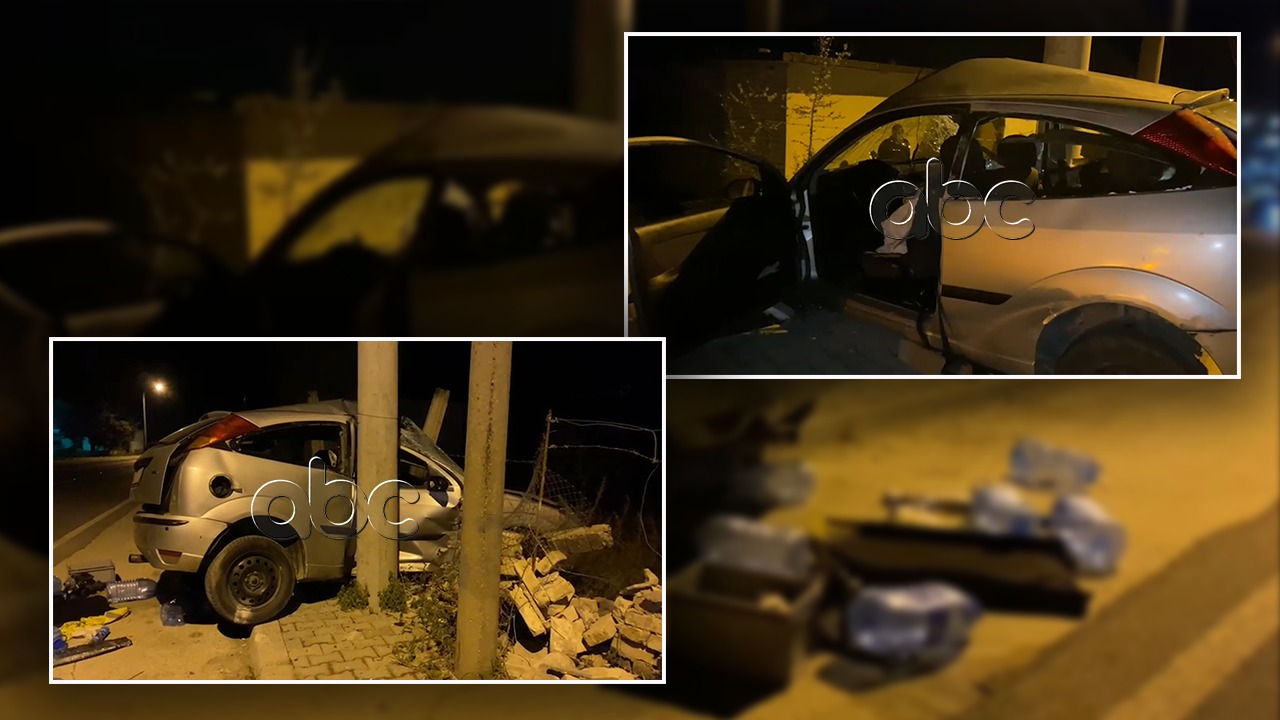 Aksident në Elbasan, makina humbet kontrollin dhe përplaset me shtyllën, dy të plagosur në koma