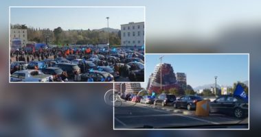 VIDEO-LAJM/ Sheshi “Nënë Tereza” mbushet me makina të simpatizantëve të PD