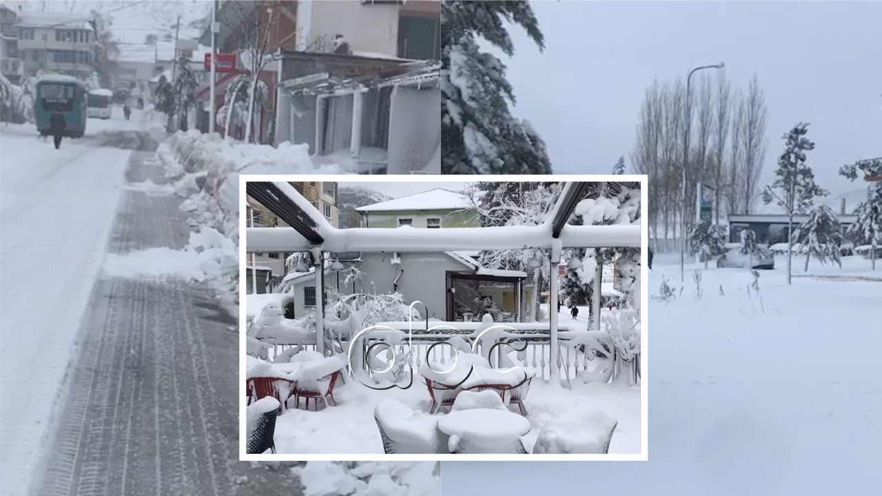 VIDEO/ Gjithçka e bardhë, Peshkopia nën “pushtetin” e dëborës