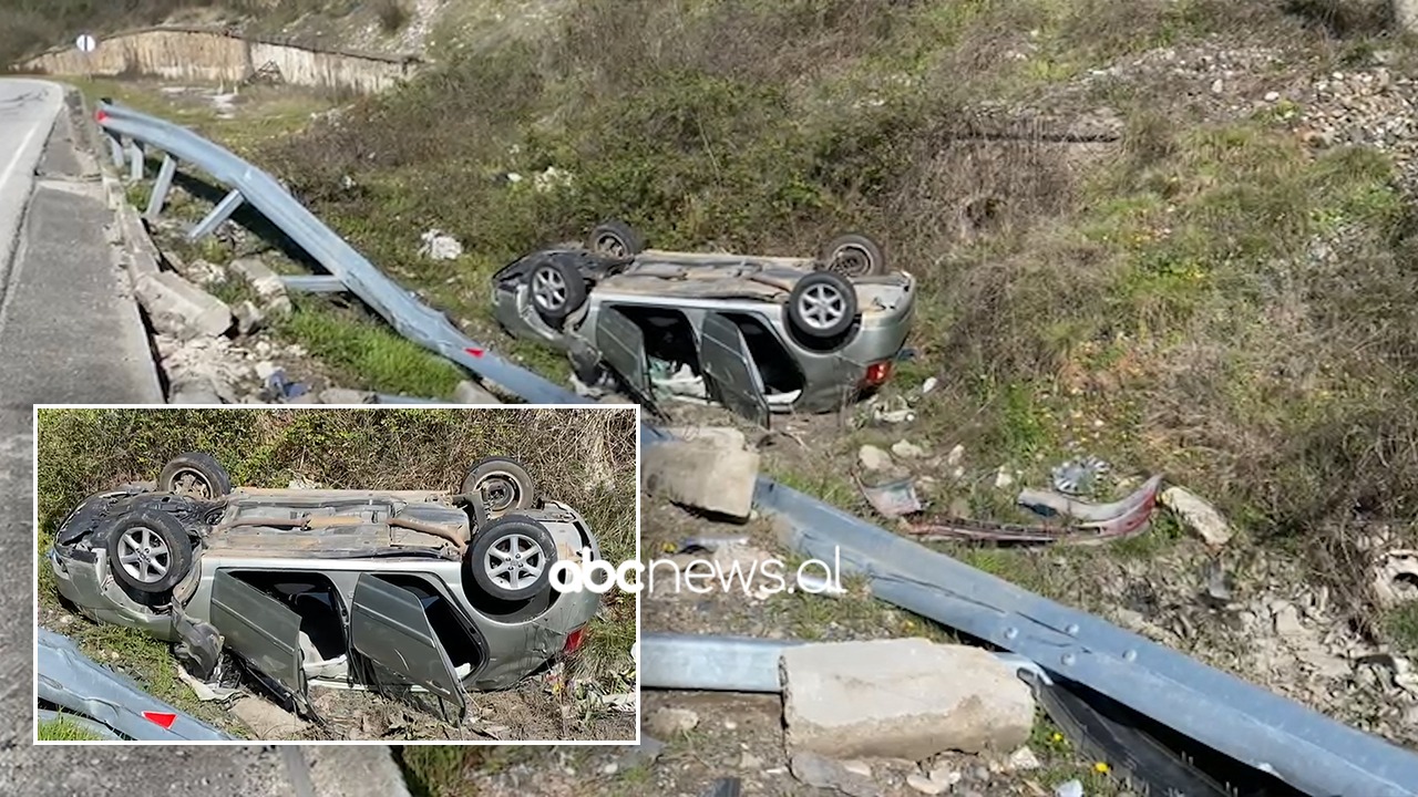 Udhëtonin burrë e grua, përmbyset anës rrugës automjeti në aksin Elbasan-Librazhd