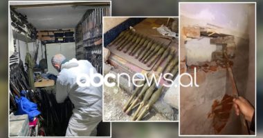 Bazë armatimi në mes të Tiranës, dalin pamjet e depos, momenti kur policia hedh në tokë murin