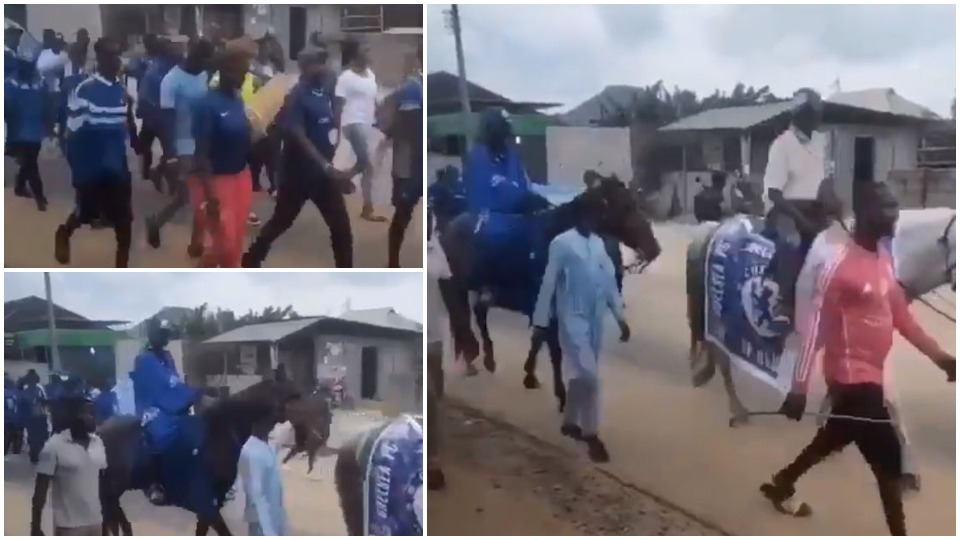 VIDEO/ Marshim me kuaj e flamuj, tifozët nigerianë të Chelsea bëhen viralë