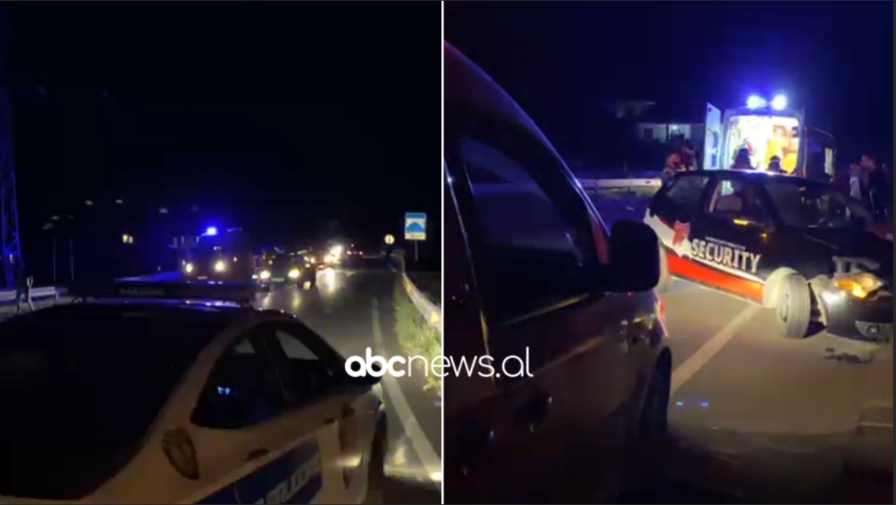 Aksident në Elbasan, makina “security” humb kontrollin dhe përplaset me mbrojtësen e rrugës