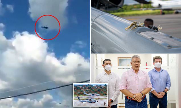 Momenti kur helikopteri i presidentit kolumbian goditet nga të shtënat me armë