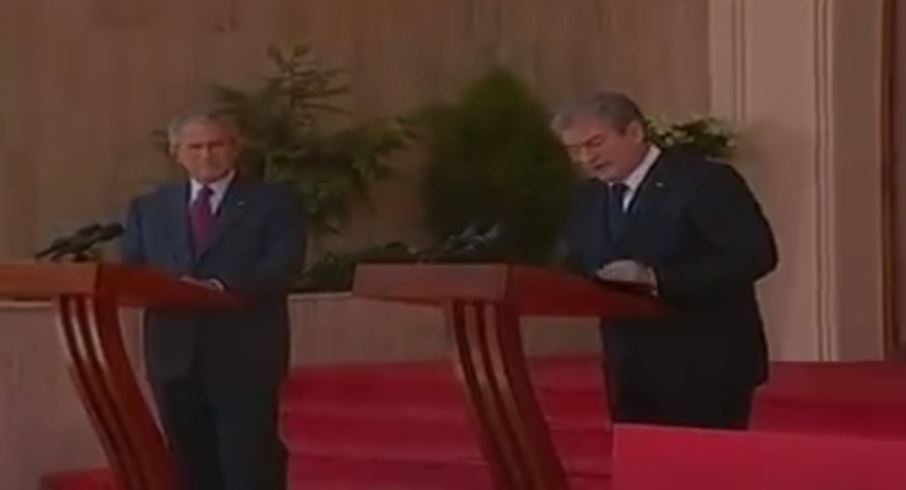 Declared “non grata”,  Berisha remembers the meeting with George W Bush in Tirana