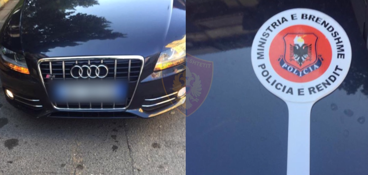 Me logot e shtetit, si të fortë në rrugë, policia ndalon abuzuesit, kontroll automjeteve