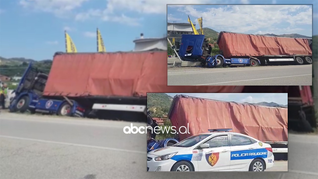Kamioni del nga rruga në Elbasan-Peqin, lëndohet drejtuesi
