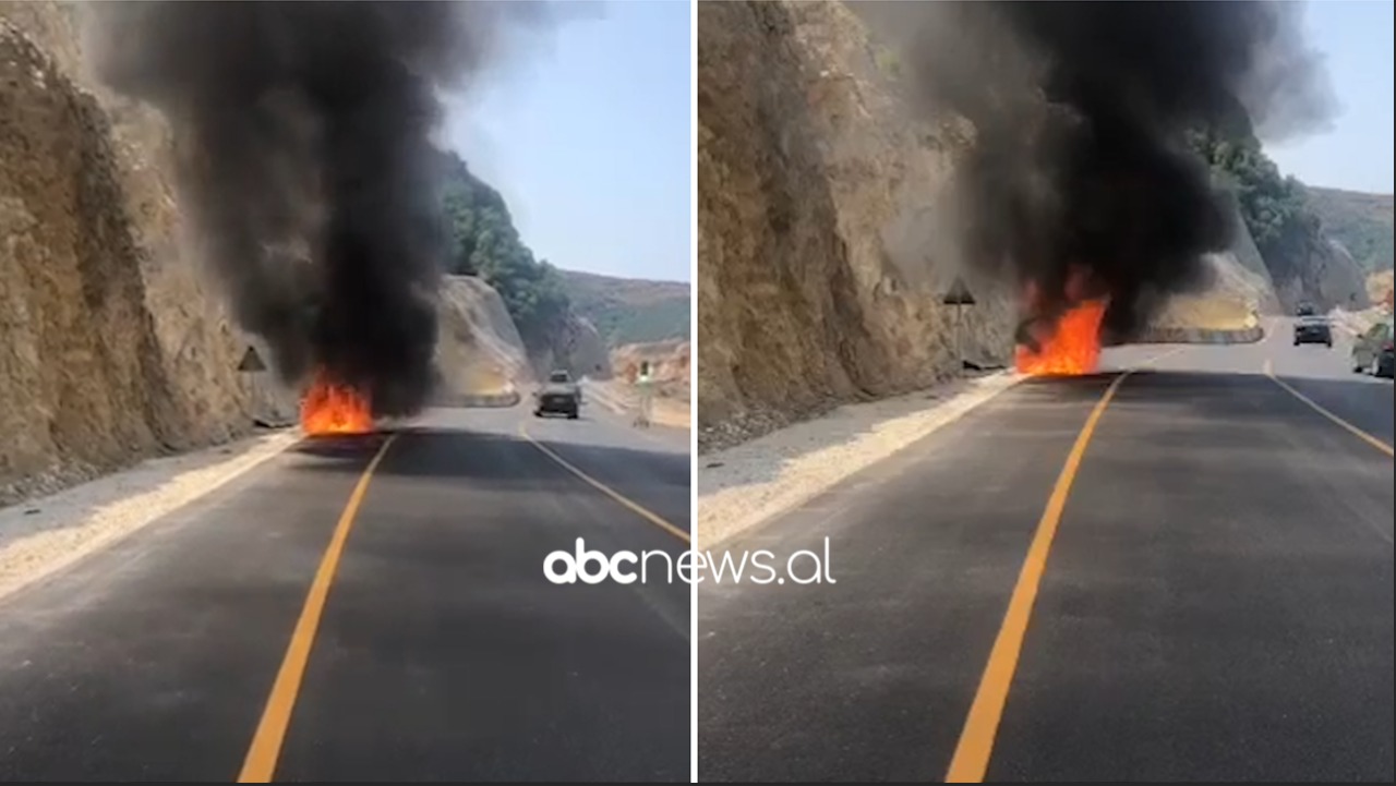 Merr flakë në lëvizje, digjet makina në Vlorë