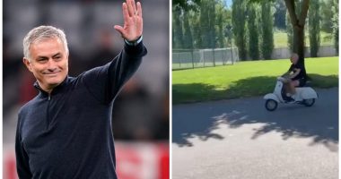 VIDEO/ Mourinho gjithmonë special, shkon në stërvitje me Vespa