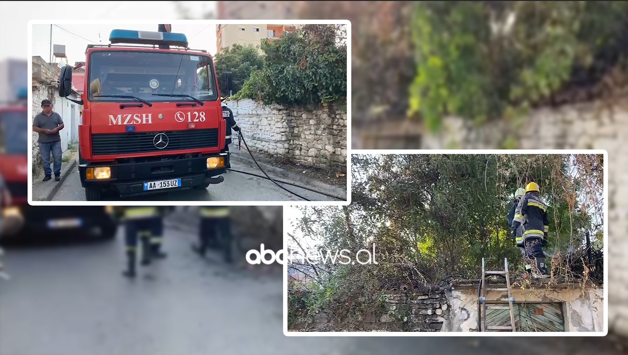 Shtëpia në flakë, rrezikohen banesat ngjitur në Elbasan