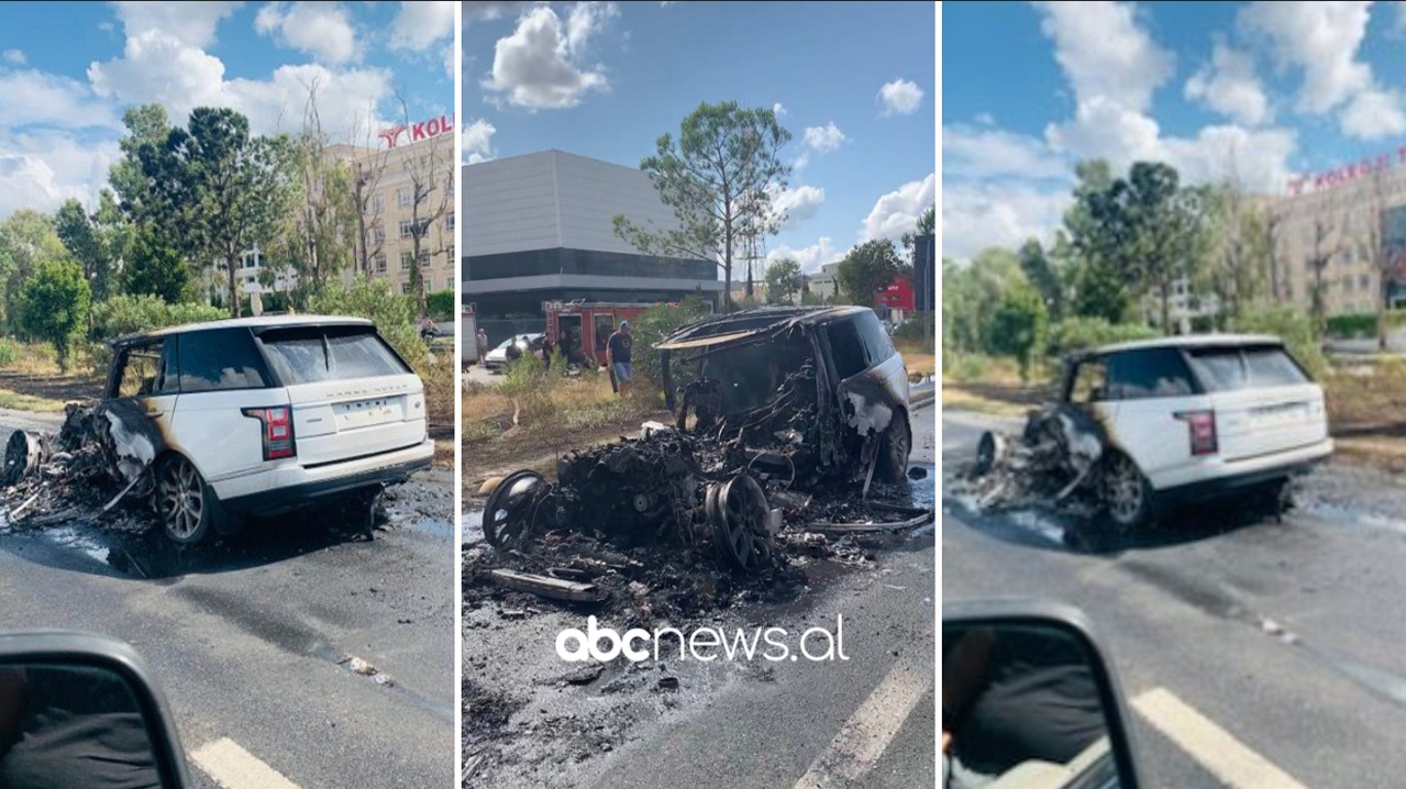 VIDEO/ “Range Rover”-i shpërthen në flakë në autostradën Tiranë-Durrës,  tymi pushton zonën