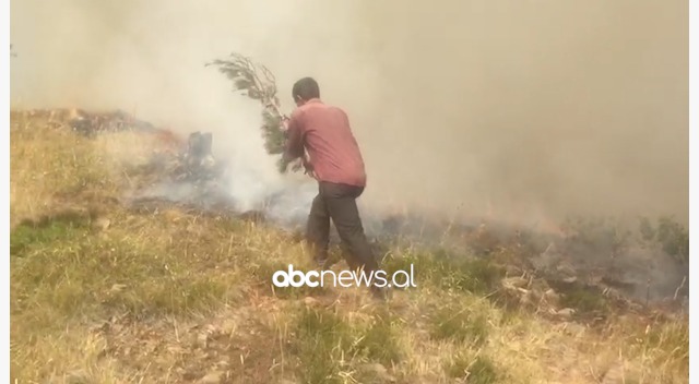 Flakët pranë fshatit të Surroit në Kukës, ndërhyhet me helikopter për neutralizimin e zjarrit