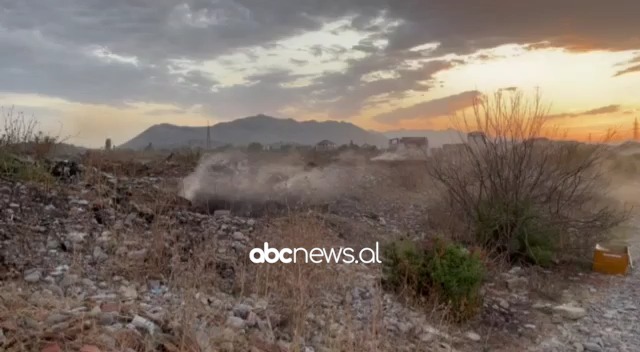 Digjen plehra pranë te Varrezat e Dëshmorëve në Shkodër, tymi mbulon zonën