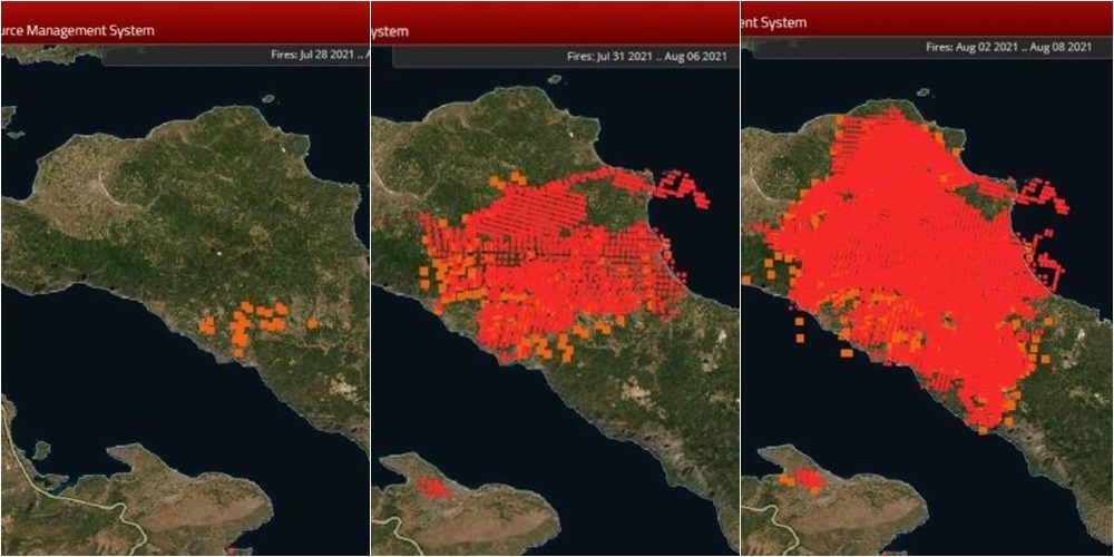 Zjarri në Evia të Greqisë, hartat e NASA-s tregojnë si u përhapën flakët në 5 ditë