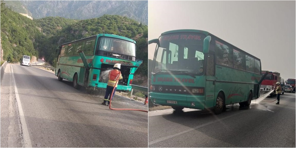 Përfshihet nga flakët në ecje autobusi në aksin rrugor Himarë-Sarandë