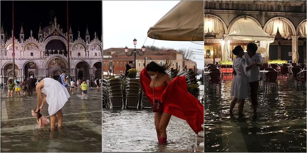 Përmbytet sheshi “San Marco”, venecianët kërcejnë në tingujt e pianos