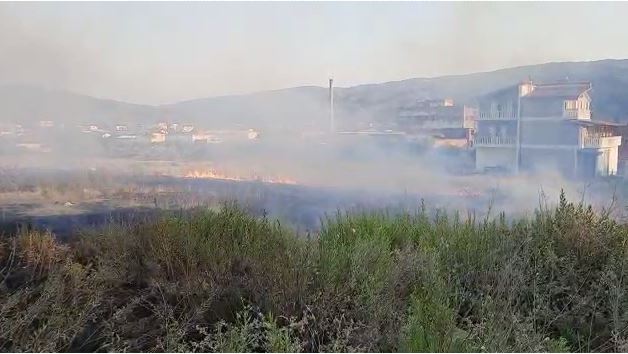 Zjarr në një parcelë toke pranë ish uzinës së baterive në Berat