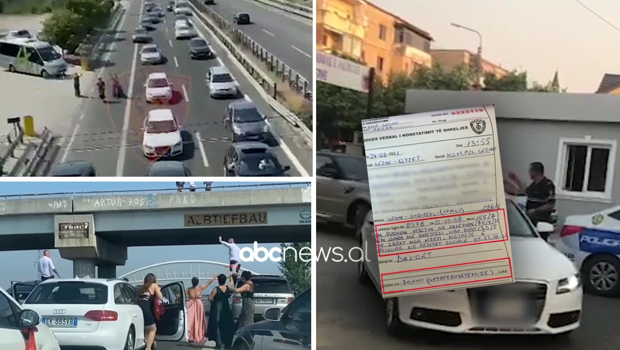 Kërcimi në mes të autostradës u “del nga hundët” krushqve laçianë