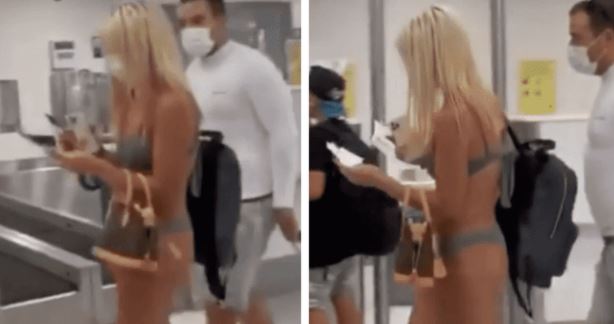 Gruaja bëhet virale në rrjet, ecën nëpër aeroport e veshur me bikini