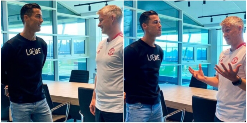 Ronaldo në ambientet e klubit të Manchesterit, takohet me Solskjaer