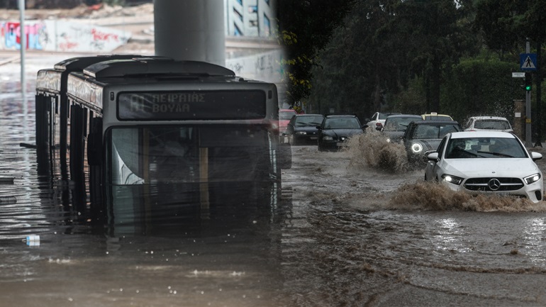 Përmbytje dhe kaos, çahen rrugët në Greqi