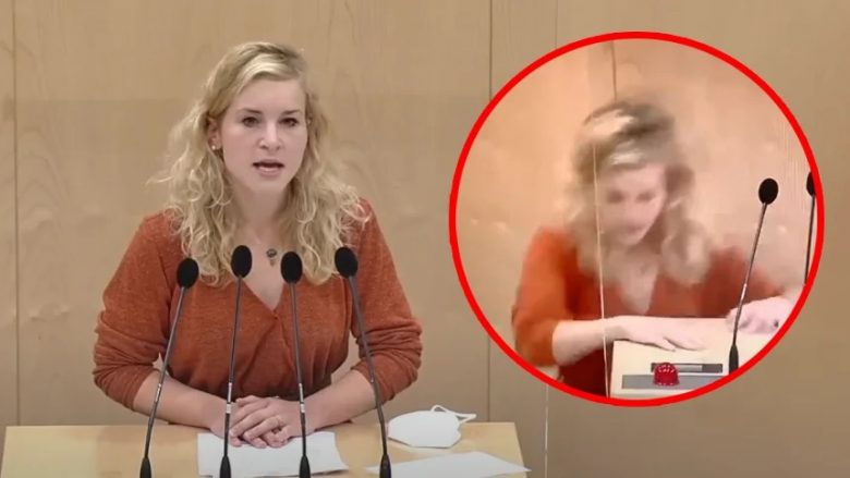 VIDEO/ Deputetja austriake humb ndjenjat në sallën e parlamentit