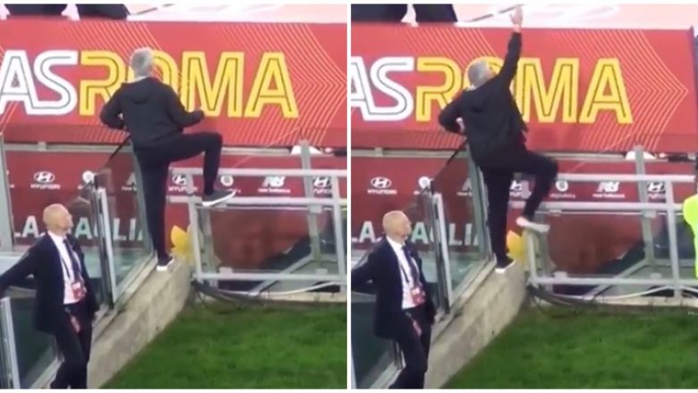 VIDEO/ Mourinho nuk e ndal as kartoni i kuq, udhëzon lojtarët prapa stolit të skuadrës