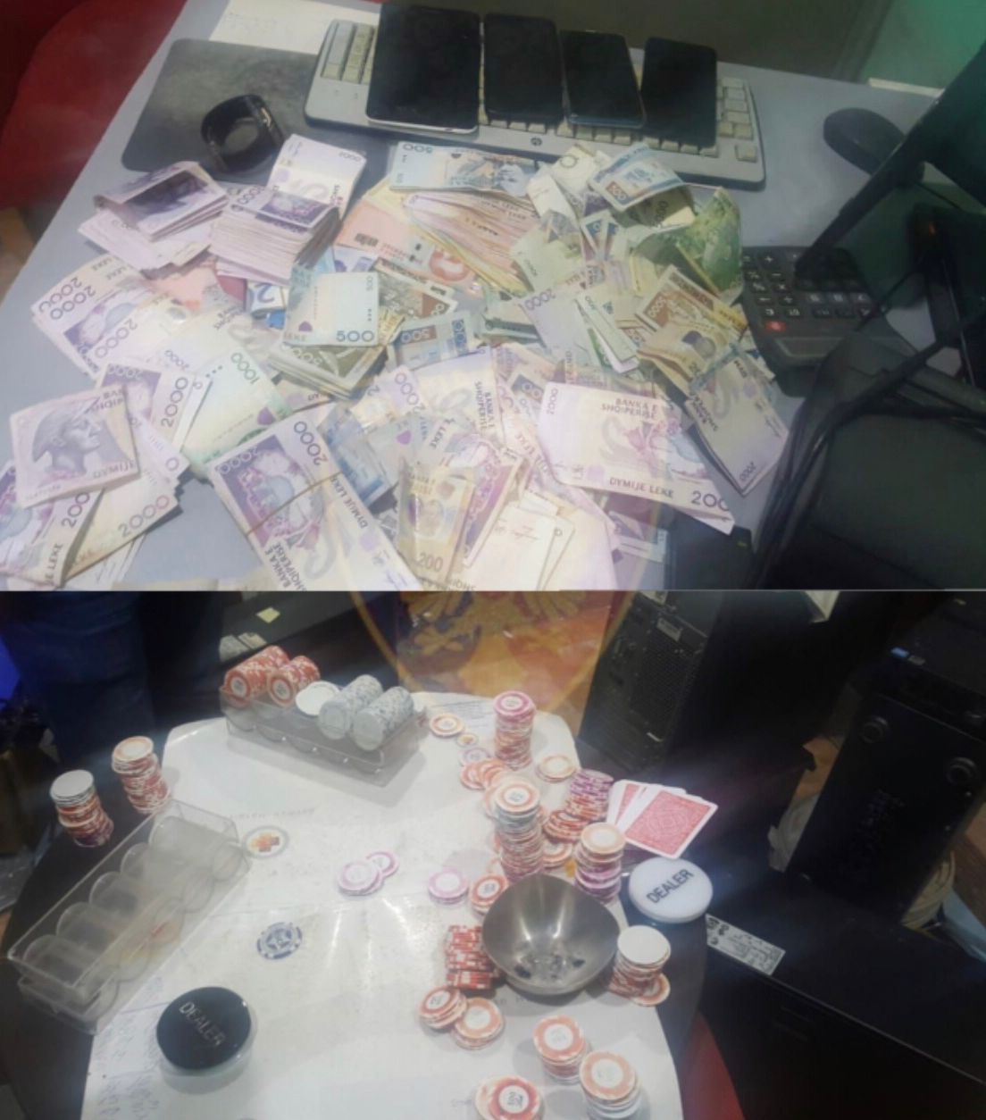 Tavolina plotë me para, policia me “dorë të hekurt” ndaj lojërave të fatit në Tiranë