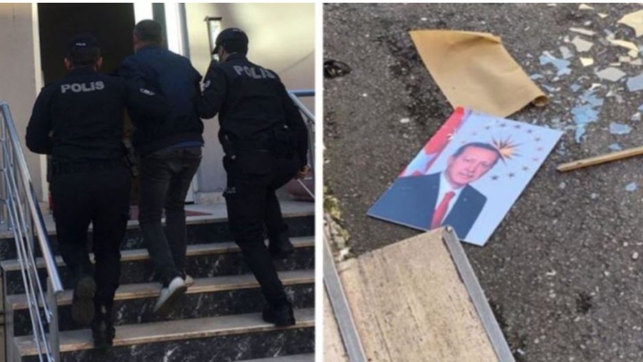 Theu kornizën e fotos dhe shau Erdogan, arrestohet turku