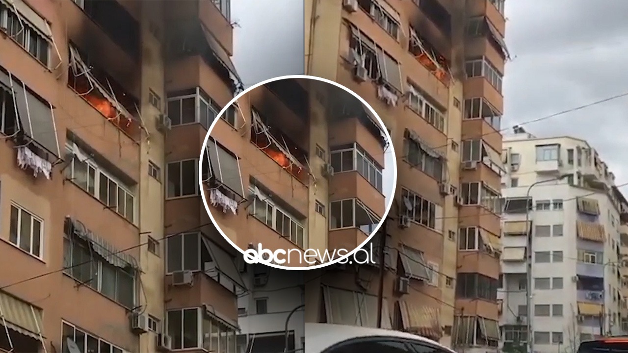 VIDEO/ Shpërthen bombula e gazit, zjarr në një banesë në Tiranë, tymi “pushton” zonën